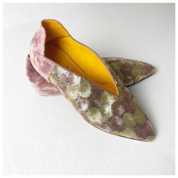 18-3949 Majoree Sequins Gold Pink Loafers shoes women’s...